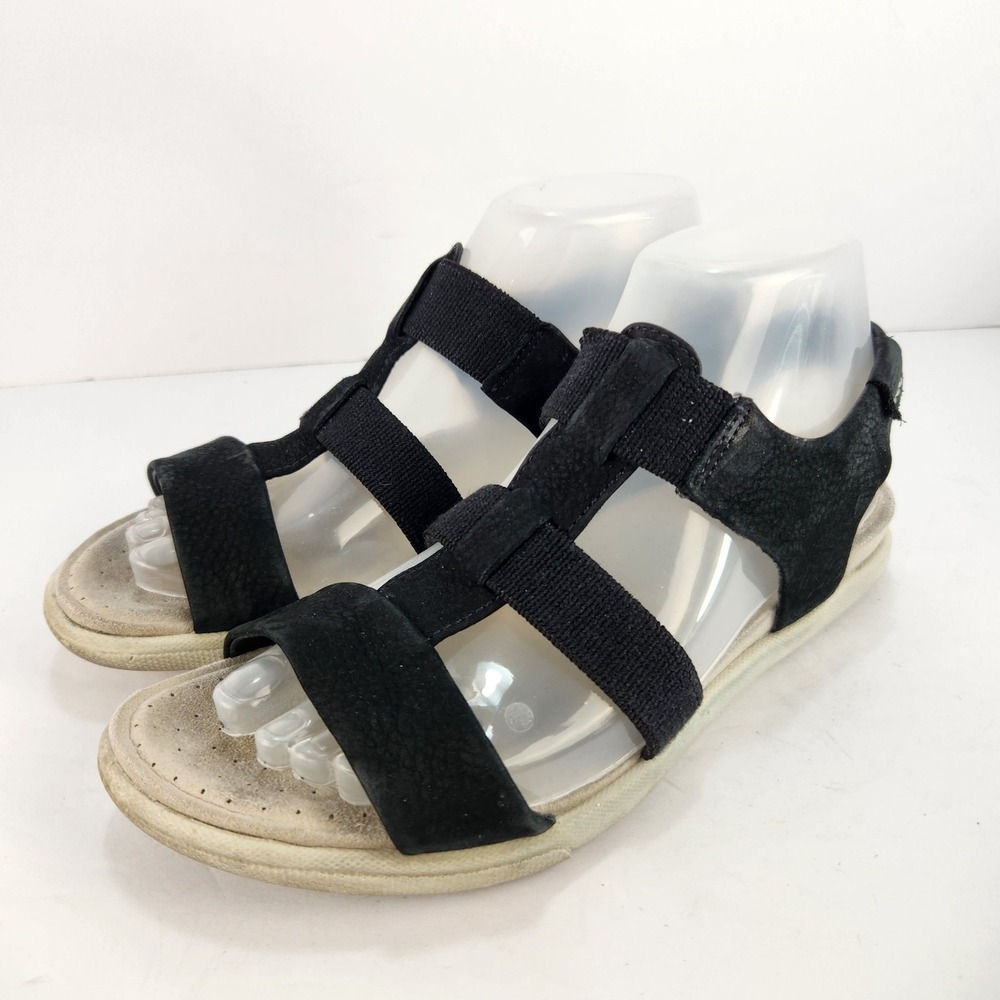 Ecco Women's Casual Comfy‎ Minimalist Elastic Strap Black Sandals Size 37 (6.5)